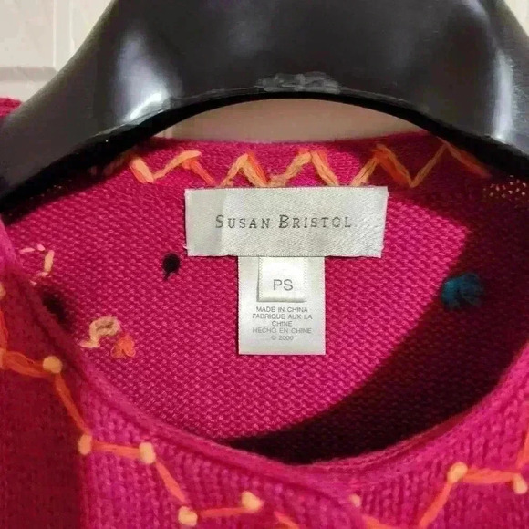 Susan Bristol Hand Embroidered Christmas Sweater Size Petite Small - Picture 2 of 8